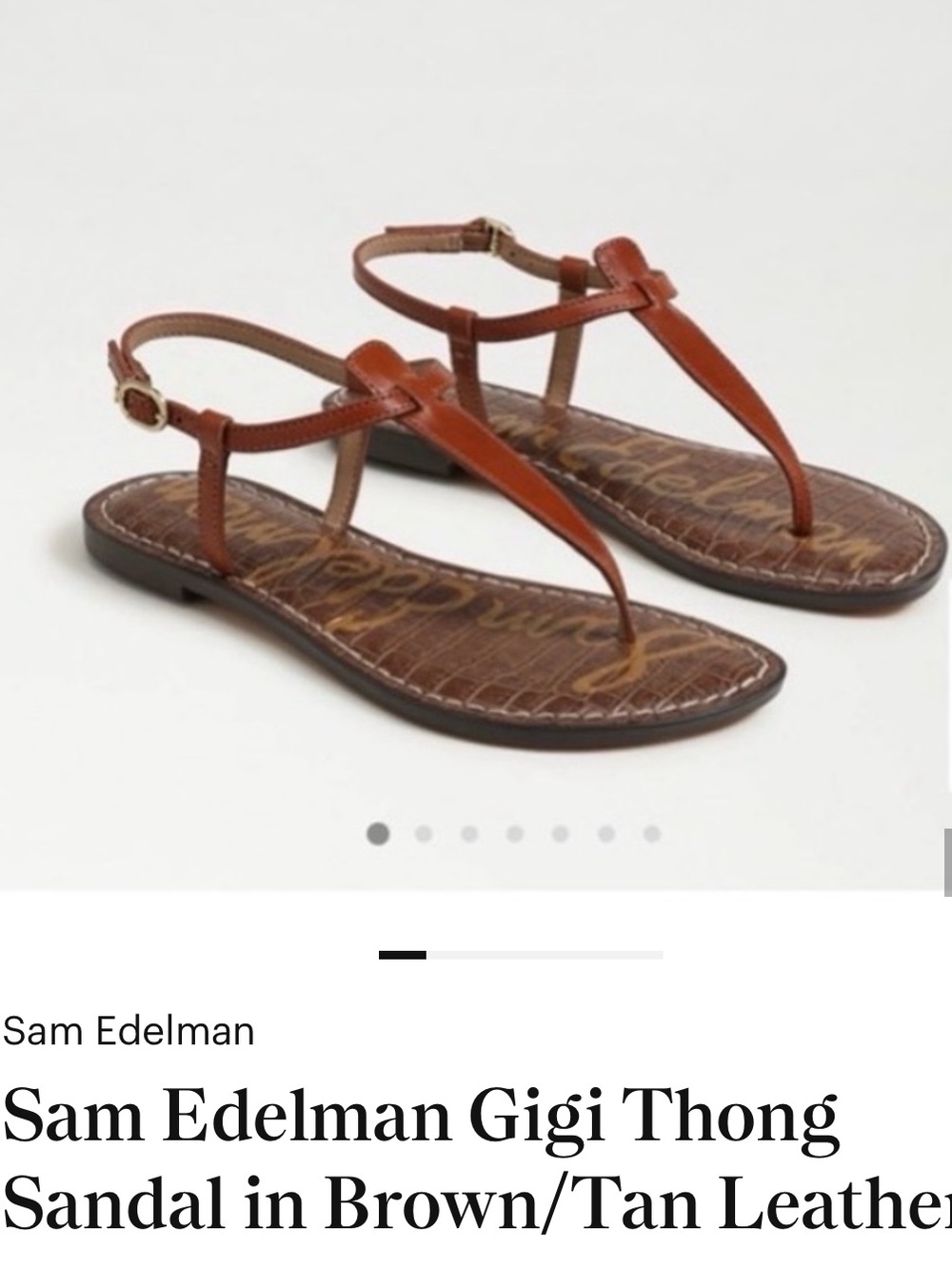 SAM EDELMAN Gigi 💯% Leather T-Strap Sandals (6.5)